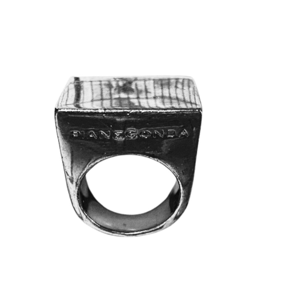 Pianegonda Italy 925 Sterling Silver Square Signet Ring Modernist Designer